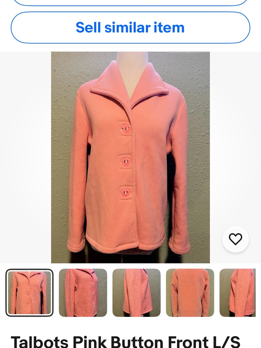 Talbots Coral-Pink Button Front Fleece Jacket